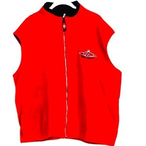 Fleece Vest Zip Up Hiking Camping Outdoors Layer Mount Orford Canada Red XL